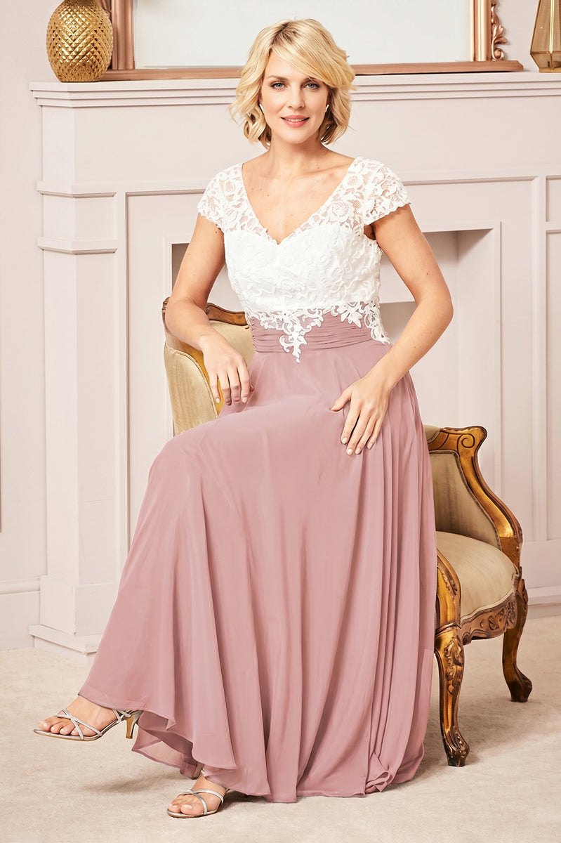A-Line V-neck Ankle-length Chiffon Mother of the Bride Dress  Angrila