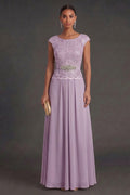 Wisteria Chiffon A-Line Mother of the Bride Dress with Lace Bodice