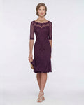 Half-Sleeve Lace Sheath Mother of the Bride Dress with Chiffon Ruffle Hem