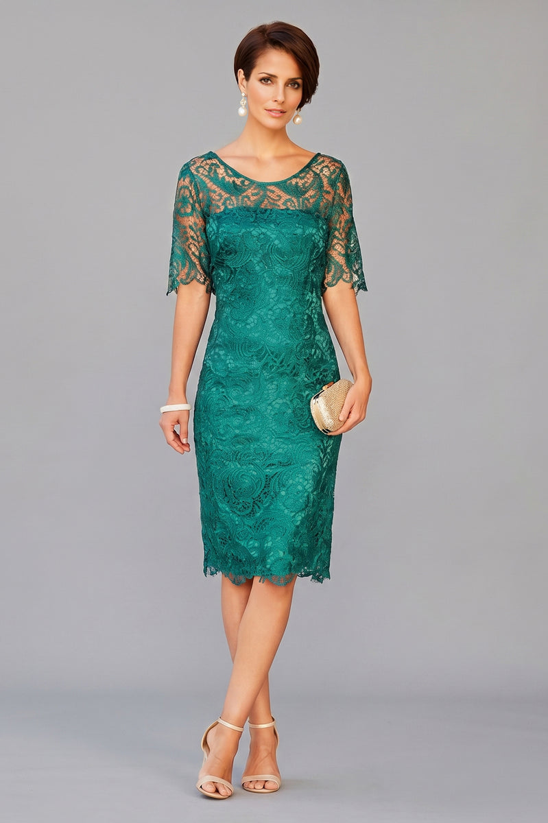 Sheath/Column Knee-length Lace Mother of the Bride Dresses with 1/2 Sl Angrila Sheath/Column Knee-length Lace Mother of the Bride Dresses with 1/2 Sl Angrila
