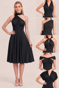 Black Convertible Stretch Jersey A-Line Cocktail Dress