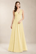 Chantel Lemon Sorbet chiffon floor-length bridesmaid dress, front view