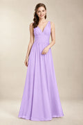 Chantel Lilac chiffon bridesmaid dress, front view