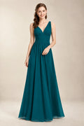 Chantel Peacock chiffon bridesmaid dress, front view
