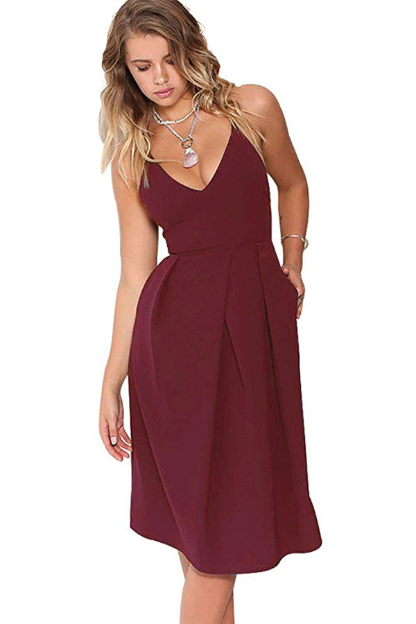 V-Neck Spaghetti Straps Wedding Guest Dress with Pocket Angrila V-Neck Spaghetti Straps Wedding Guest Dress with Pocket Angrila
