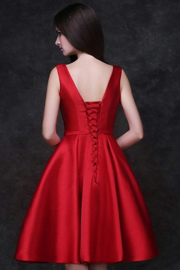 A-Line Knee-Length Satin Homecoming Dress Angrila A-Line Knee-Length Satin Homecoming Dress Angrila