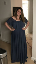 Off-the-Shoulder Chiffon A-Line Bridesmaid Dress with Ruffle