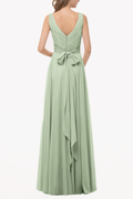 Bow-Back Ruched Chiffon A-Line Bridesmaid Dress