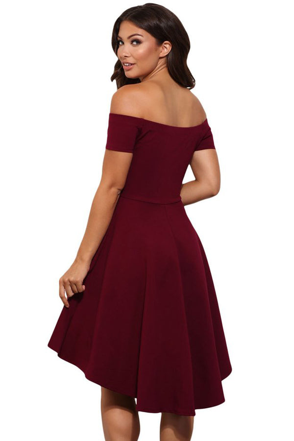 off the shoulder high low skater dress Sweetest Look Floral Off Shoulder High Low Skater Dress