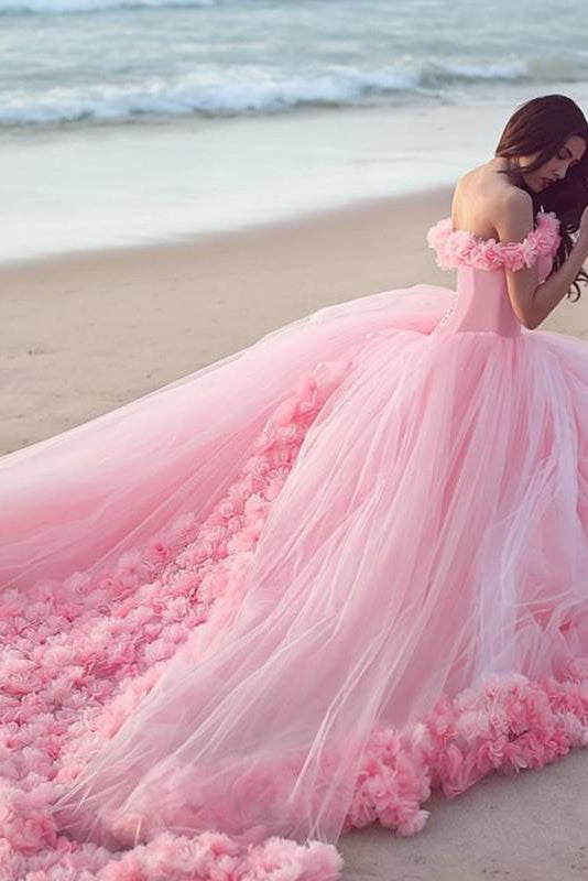 flower train prom dress V-neck Halter Sequins Pattern Floral Sweep Train Prom Dresses