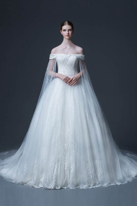 Funky A-Line Court Train Tulle Bridal Wedding Dresses