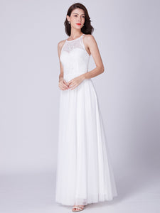 Whire A-Line/Princess Floor-Length Chiffon Long Bridesmaid Dress