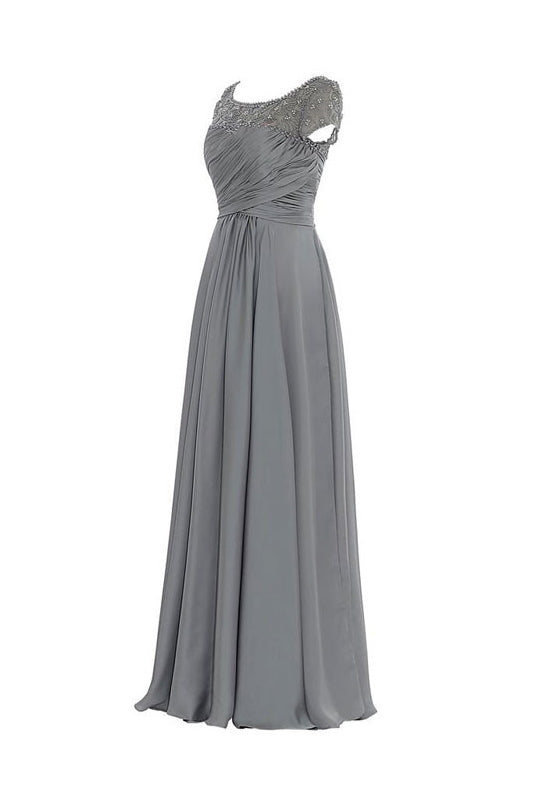 A-Line/Princess Chiffon Floor-Length Short Sleeves Mother of the Bride –  Angrila