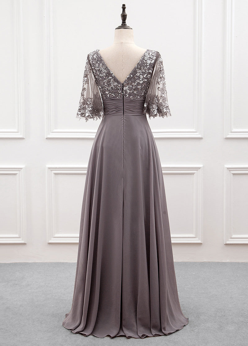 silk chiffon mother of the bride dresses Elegant Peacock Lace Chiffon Mother Of Bride & Groom Dress