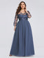 Chiffon Long Sleeves V-neck Appliques Lace Plus Size Dresses