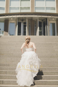 Ball Gown Strapless Ruffled Organza Wedding Dresses