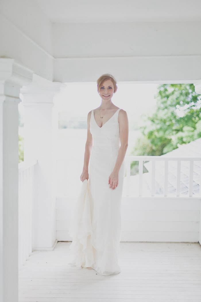 A-line V-neck Sleeveless Long Wedding Dresses