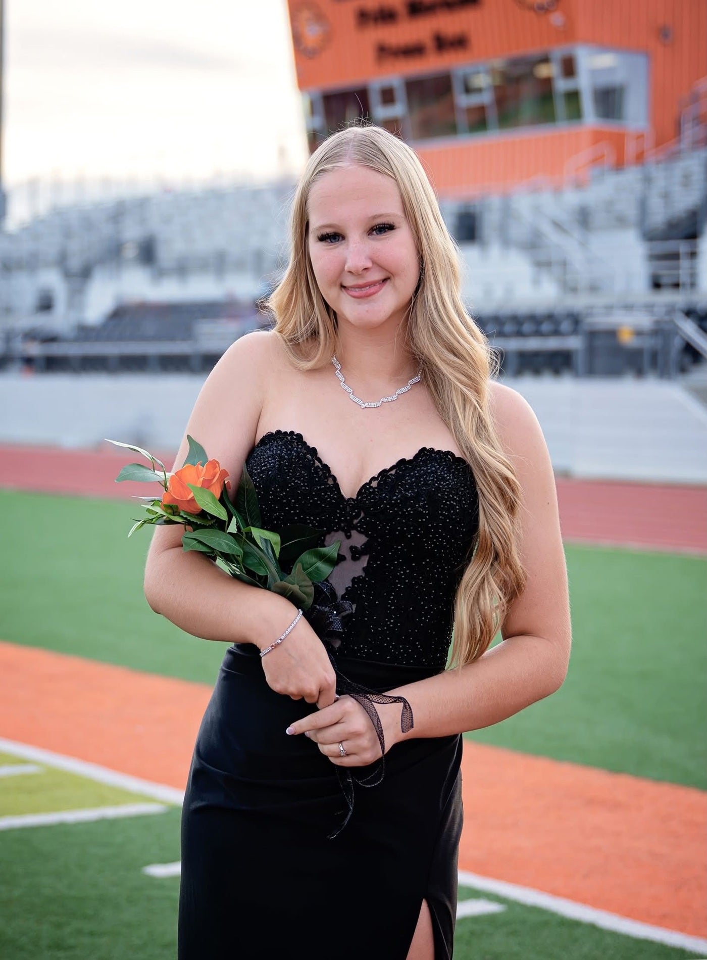 Black Heart-Shaped Neckline Satin Strapless High-Slit Prom Dress