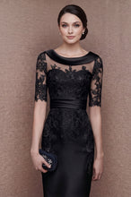 1/2 Sleeves Scoop Elastic Satin Lace Mother of The Bride Dresses with Sash