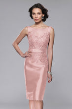 Sheath/Column Sccop Neckline Sleeveless Satin Knee Length Mother Dress With Lace Top