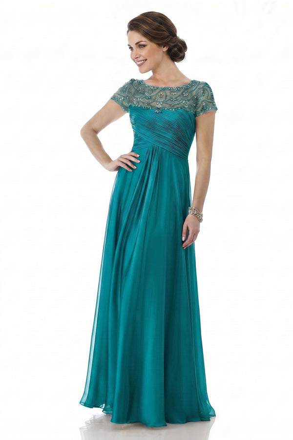 Ruched Lace and Chiffon A-Line Mother of the Bride Gown