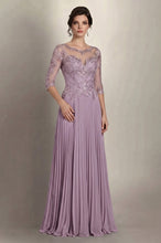Long Applique Mother of the Bride Dress with sleeves