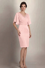 Sheath/Column V-neck Knee-Length Chiffon Glamorous Mother of the Bride Dress