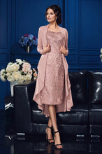 Two Piece Sheath/Column Sweetheart Knee Length Lace Mother of the Bride Dress