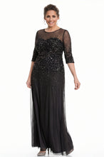 Sheath/Column 1/2 Sleeves Sequins Long Plus Size Mother of the Bride Dresses