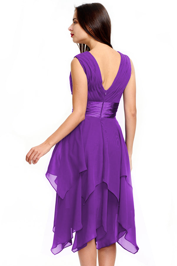 Royal Blue Tiered Chiffon A-Line Homecoming Dress with Handkerchief Hem