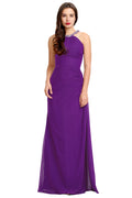 Amethyst Ruched Halter Chiffon Sheath Bridesmaid Dress