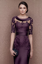 1/2 Sleeves Scoop Elastic Satin Lace Mother of The Bride Dresses with Sash