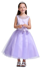 Sleeveless Round Neckline Knee-Length Tulle Lavender Flower Girls Dress
