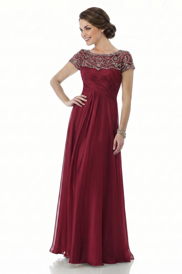 Ruched Lace and Chiffon A-Line Mother of the Bride Gown