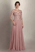 Long Applique Mother of the Bride Dress with sleeves