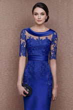 1/2 Sleeves Scoop Elastic Satin Lace Mother of The Bride Dresses with Sash