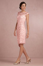 Sheath/Column Cap sleeves Knee-length Lace Appliques Mother Of The Bride Dresses