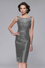 Sheath/Column Sccop Neckline Sleeveless Satin Knee Length Mother Dress With Lace Top