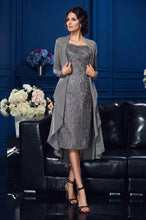 Two Piece Sheath/Column Sweetheart Knee Length Lace Mother of the Bride Dress