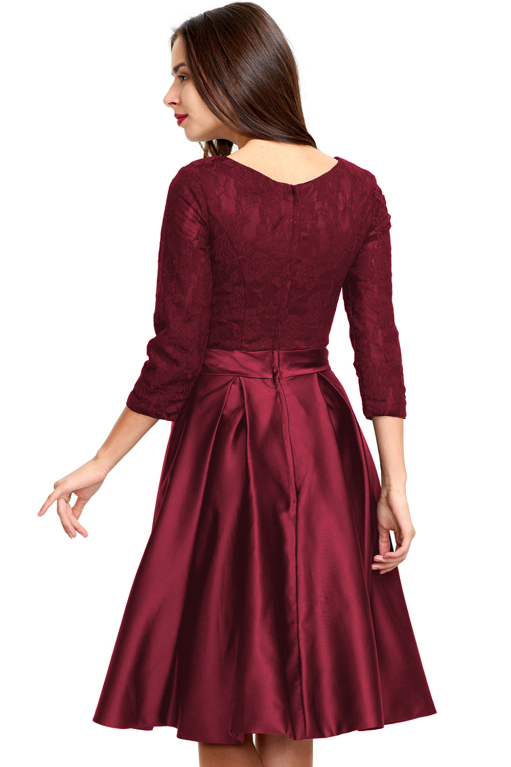 long sleeve knee length homecoming dresses A-line Knee-length Ivory Long Sleeves Lace Homecoming Dress US4 / As Picture