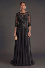 Tulle & Chiffon Scoop A-line Mother Of The Bride Dress With Lace Flowers Appliques