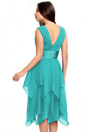 Royal Blue Tiered Chiffon A-Line Homecoming Dress with Handkerchief Hem
