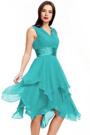 Royal Blue Tiered Chiffon A-Line Homecoming Dress with Handkerchief Hem