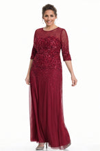 Sheath/Column 1/2 Sleeves Sequins Long Plus Size Mother of the Bride Dresses
