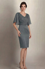 Sheath/Column V-neck Knee-Length Chiffon Glamorous Mother of the Bride Dress