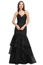 Thin strap V-Neck Mermaid Lace Appliques Prom/Evening Dresses