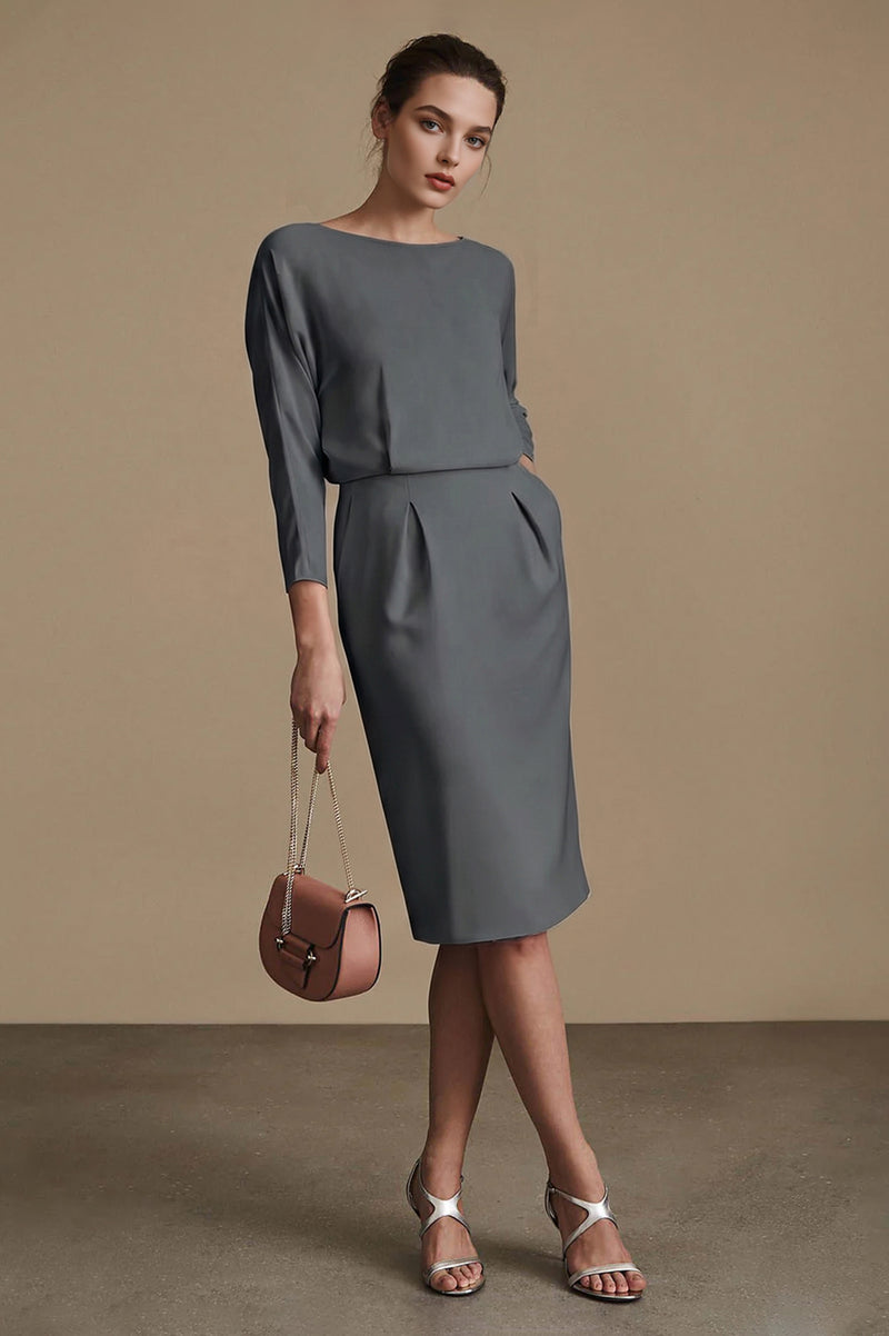 Knee-length Sheath Wedding Guest Dresses  Angrila