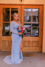 One Shoulder Long Sleeves Sequin Mermaid Slit Prom/Evening Dresses