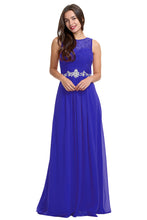 Classic A-line Sleeveless Zipper Chiffon Prom Dress With Beading