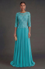 Tulle & Chiffon Scoop A-line Mother Of The Bride Dress With Lace Flowers Appliques